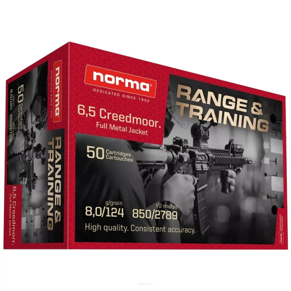 Am. kul. Norma Range & Training FMJ 6.5 Creedmoor 124 gr / 8 g - opk. 50 szt.