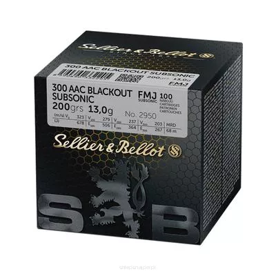 Am. Kul. Sellier&Bellot FMJ Subsonic - .300 AAC Blackout 13g Subsonic - Opk. 100 szt.