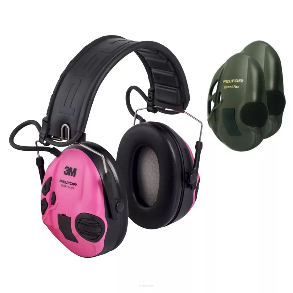 3M - Słuchawki aktywne Peltor SportTac - Zielone/Różowy