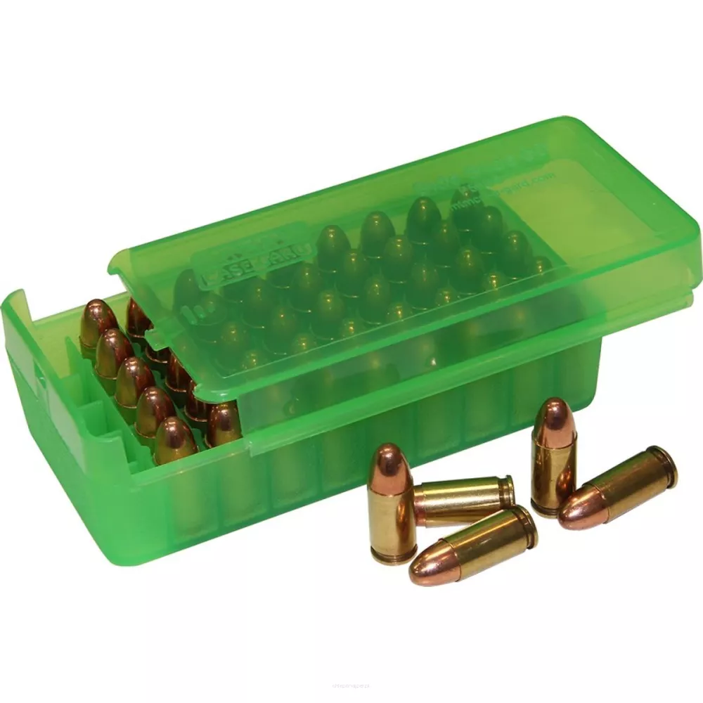 MTM - Pudełko rozsuwane na 50 szt. amunicji - Kal. 9x19 / .38 / 9x18 itd. - P50SS-9M-16