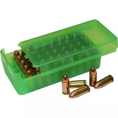 MTM - Pudełko rozsuwane na 50 szt. amunicji - Kal. 9x19 / .38 / 9x18 itd. - P50SS-9M-16